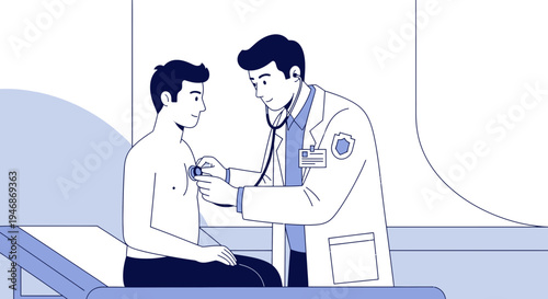 Doctor examining patient with stethoscope, medical check-up, healthcare concept