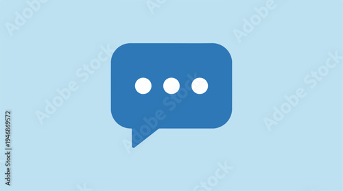 Blue message bubble icon on a light blue background for communication.
