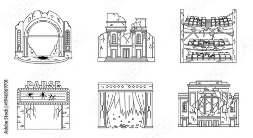 Architectural Sketches - A Collection of Building Facades and Entrances.