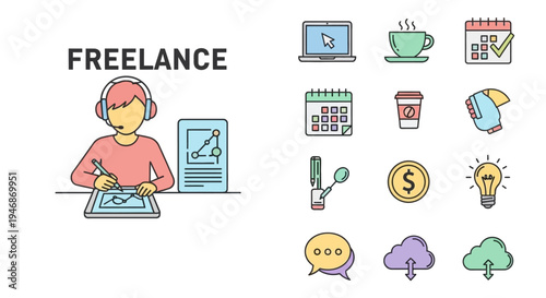 Freelancer working on laptop computer.