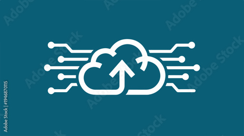 Cloud computing technology with data transfer and network connection.