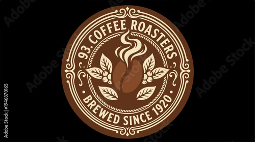 Coffee Roasters Logo - A Vintage Brewed Since 1920 Design.