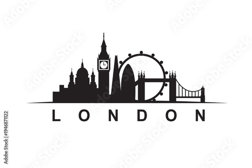 illustration of london landmark isolated on white background