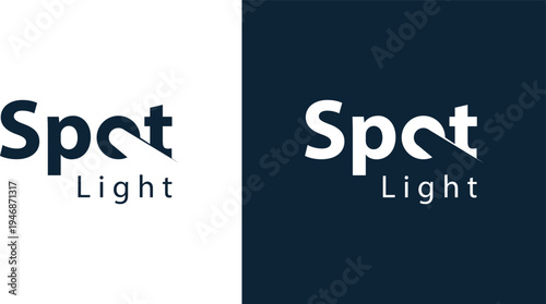 Creative wordmark spotlight logo template. Simple light beam in letter O for spotlight logo design vector illustration