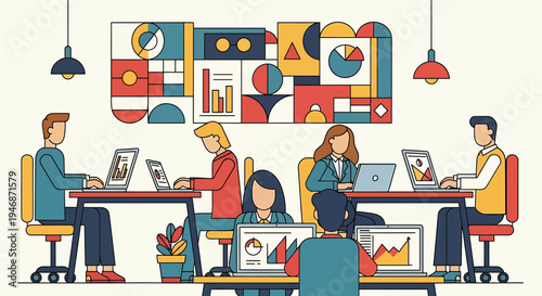 Group of people working on laptops.