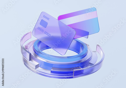 Canvastavla Futuristic refraction graphic design credit card payment technology transaction online on pastel background