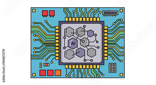 Microchip with Hexagonal Circuit Board Design.