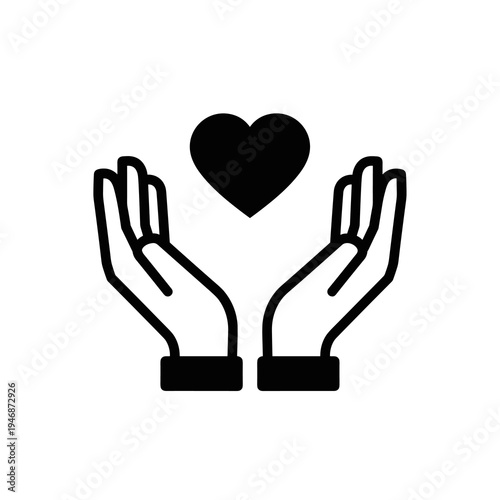 Uplifting Hands Offering Love & Charity in Graphic Silhouette: Symbol of Hope & Care  in the Community, Religious Offering, Ideal for NGOs & Social Work, Showcasing Wellbeing And Support