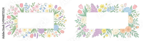 Spring theme frame vector. Vector, flat, illustration, minimalist, icon, icon set