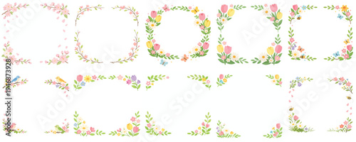 Spring theme frame vector. Vector, flat, illustration, minimalist, icon, icon set