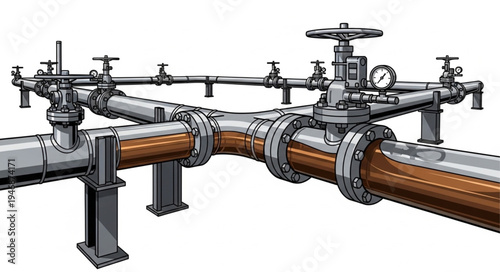 Industrial copper pipe system.