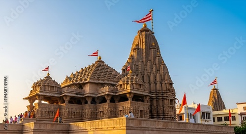 Beautiful Exterior Stone Carved Hindu Temple Architecture Structure Landmark