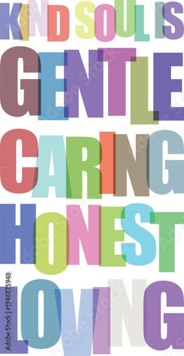 Colorful typographic poster with positive adjectives for kids