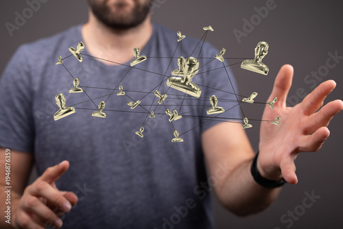 Man reaching for connected ...