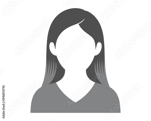 A silhouette of a person with long hair and a v-neck shirt.