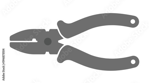 Simple gray pliers tool vector icon on a white background. Ideal for construction, DIY, repair, and hardware store designs. Clean, flat, and minimalist style illustration.