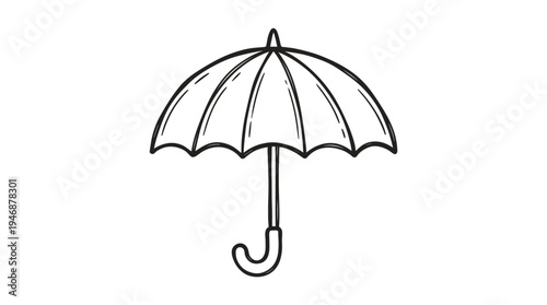 A simple hand-drawn umbrella sketch. Black line art doodle style icon, perfect for weather, rain, autumn, protection, and insurance concepts. Vector illustration.