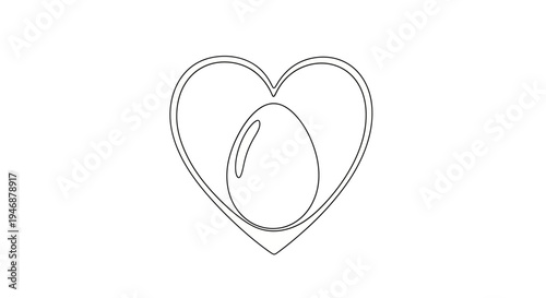 Heart Shape Outline With Egg Inside - Minimalist Love Symbol