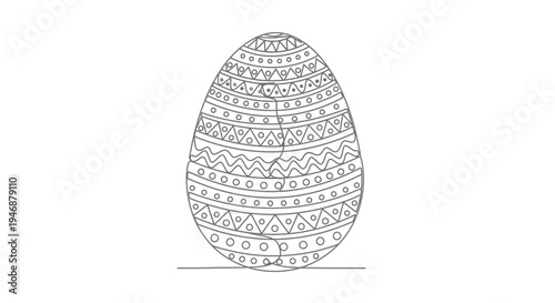 Outline Easter Egg with Decorative Patterns