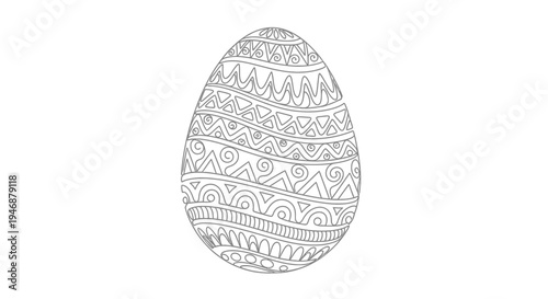 Ornate Easter Egg Outline with Geometric Patterns