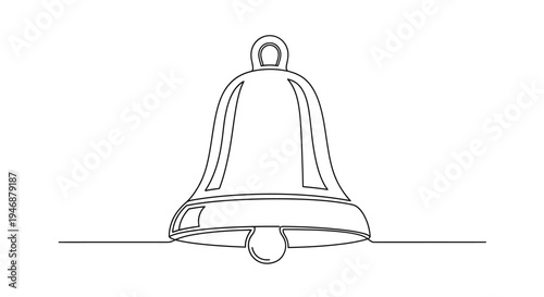 Single Line Drawing of a Classic Bell on White Background