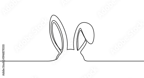 Minimalist Line Art Bunny Ears with White Background