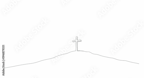 Simple Christian Cross on Hilltop - Minimalist Religious Symbol