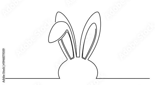Minimalist Bunny Ears Line Art - Easter Rabbit Outline