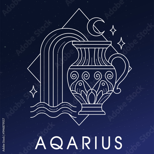 Aquarius zodiac sign vector illustration