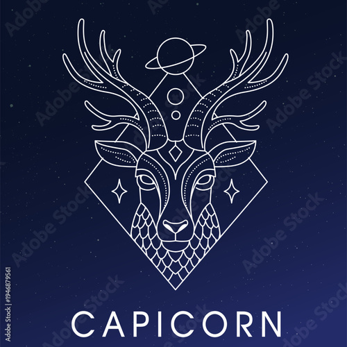 Capricorn zodiac sign vector illustration
