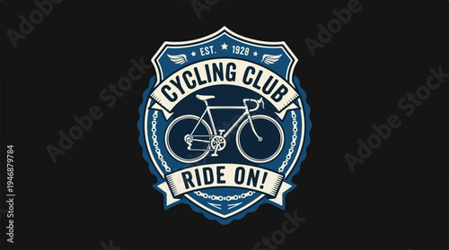 Cycling Club Emblem - Ride On A Classic Bicycle Logo Design.