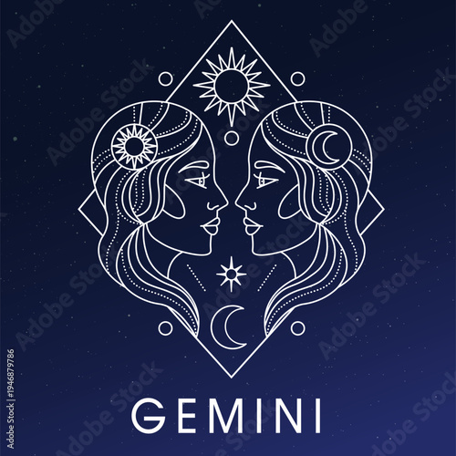 Gemini zodiac sign vector illustration