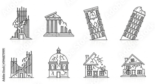 Architectural Ruins - A Collection of Distressed Building Sketches.