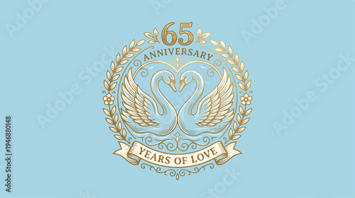 Elegant 65th Anniversary Celebration with Swans and Love Theme.