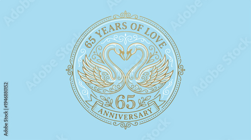 Elegant 65th Anniversary Celebration with Swans and Love Symbol.