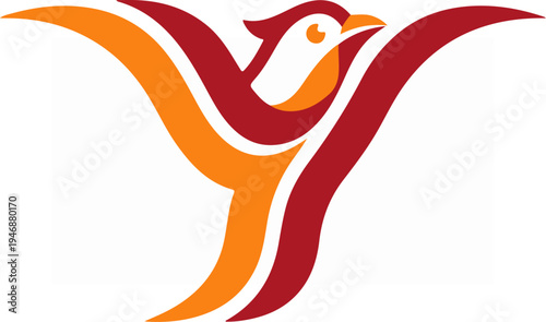 Elegant bird logo design with vibrant colors and artistic flair.