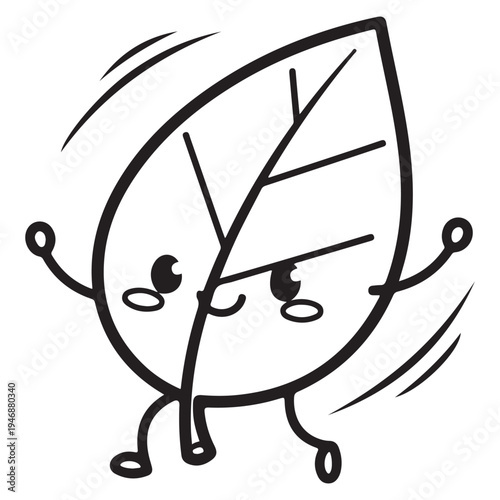 Cartoon Leaf Character Running Fast with Energetic Lines