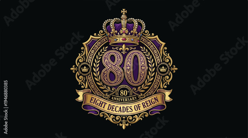 Elegant Emblem Celebrating Eight Decades of Royal Reign.