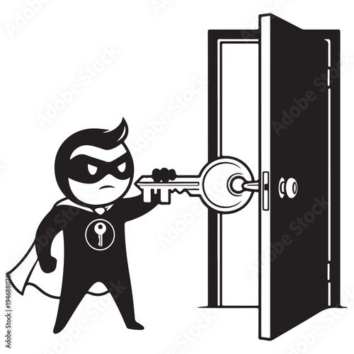 Superhero Unlocking Door with Key