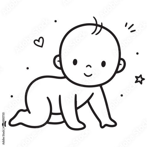 Adorable Baby Crawling Illustration