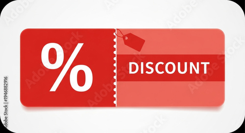 Discount Coupon Design with Percentage Symbol and Tag.