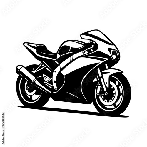 Logo concesionario de motos. Icono con dibujo con líneas de una motocicleta deportiva 