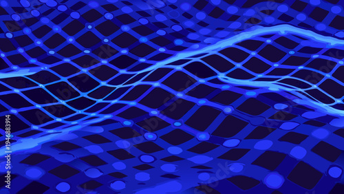 Abstract blue network with glowing lines over a dark background