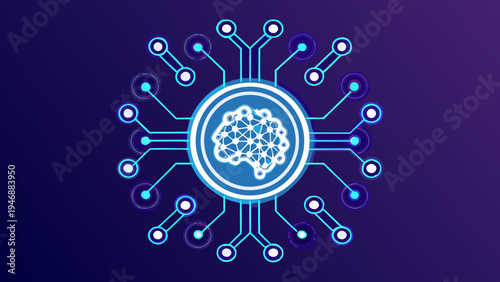 Abstract digital brain illustration with glowing circuits and a neural network