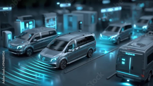 Autonomous vehicles in digital environment representing modern transportation