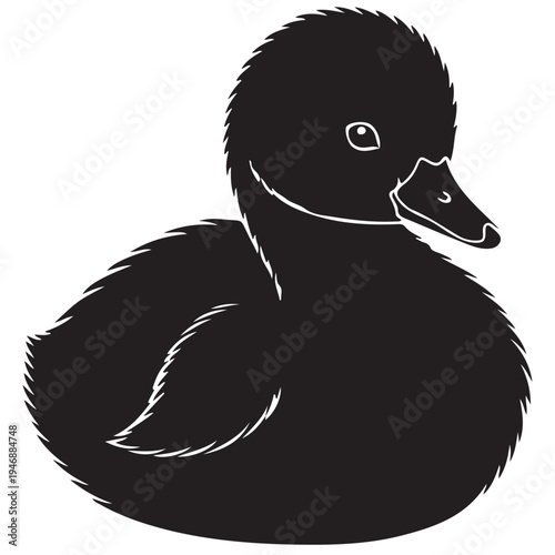 Cute Black Duckling Silhouette Illustration