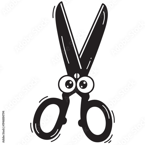 Playful Cartoon Scissors with Expressive Googly Eyes