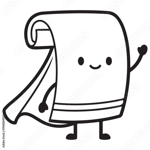 Cute Waving Scroll Character Illustration