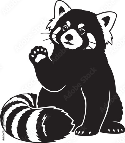 Cute Red Panda Raising Paw.