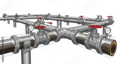 Industrial metal pipe system.